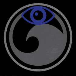 blue eye on top of wave