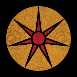 seven-pointed star on gold circle
