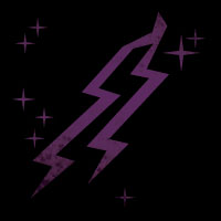 purple lightning on black field with purple stars